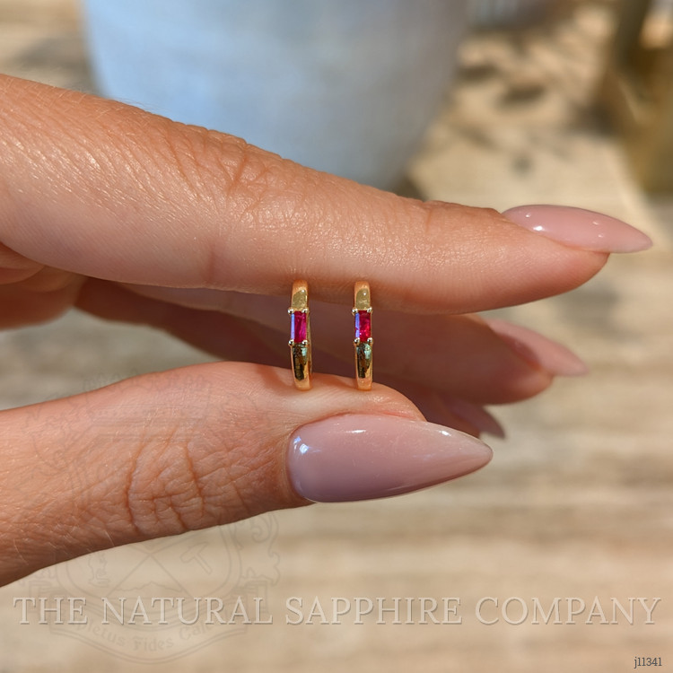 0.13 Ct.Tw. Ruby Halo Earrings, 14K Yellow Gold
