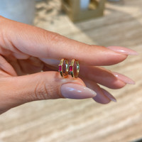 0.13 Ct.Tw. Ruby Halo Earrings, 14K Yellow Gold Life Style