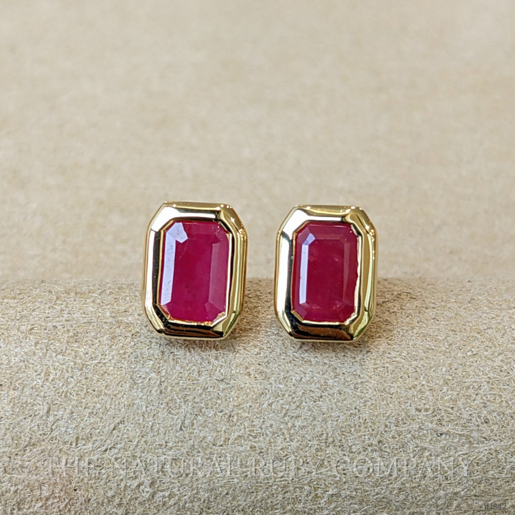 1.31 Ct.Tw. Ruby Studs Earrings, 14K Yellow Gold