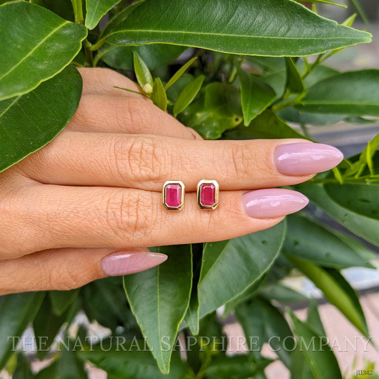 1.31 Ct.Tw. Ruby Studs Earrings, 14K Yellow Gold