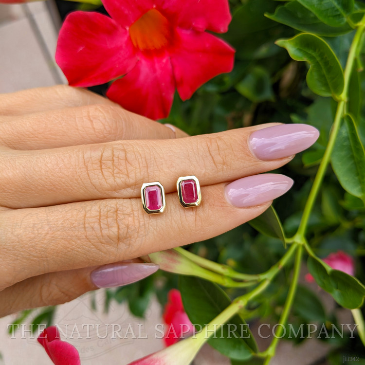 1.31 Ct.Tw. Ruby Studs Earrings, 14K Yellow Gold