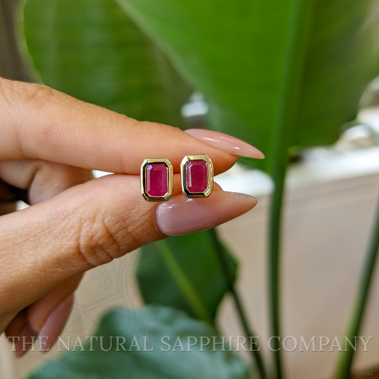 1.31 Ct.Tw. Ruby Studs Earrings, 14K Yellow Gold