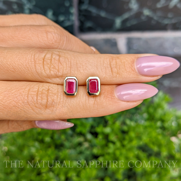 1.31 Ct.Tw. Ruby Studs Earrings, 14K Yellow Gold