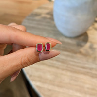 1.31 Ct.Tw. Ruby Studs Earrings, 14K Yellow Gold Life Style