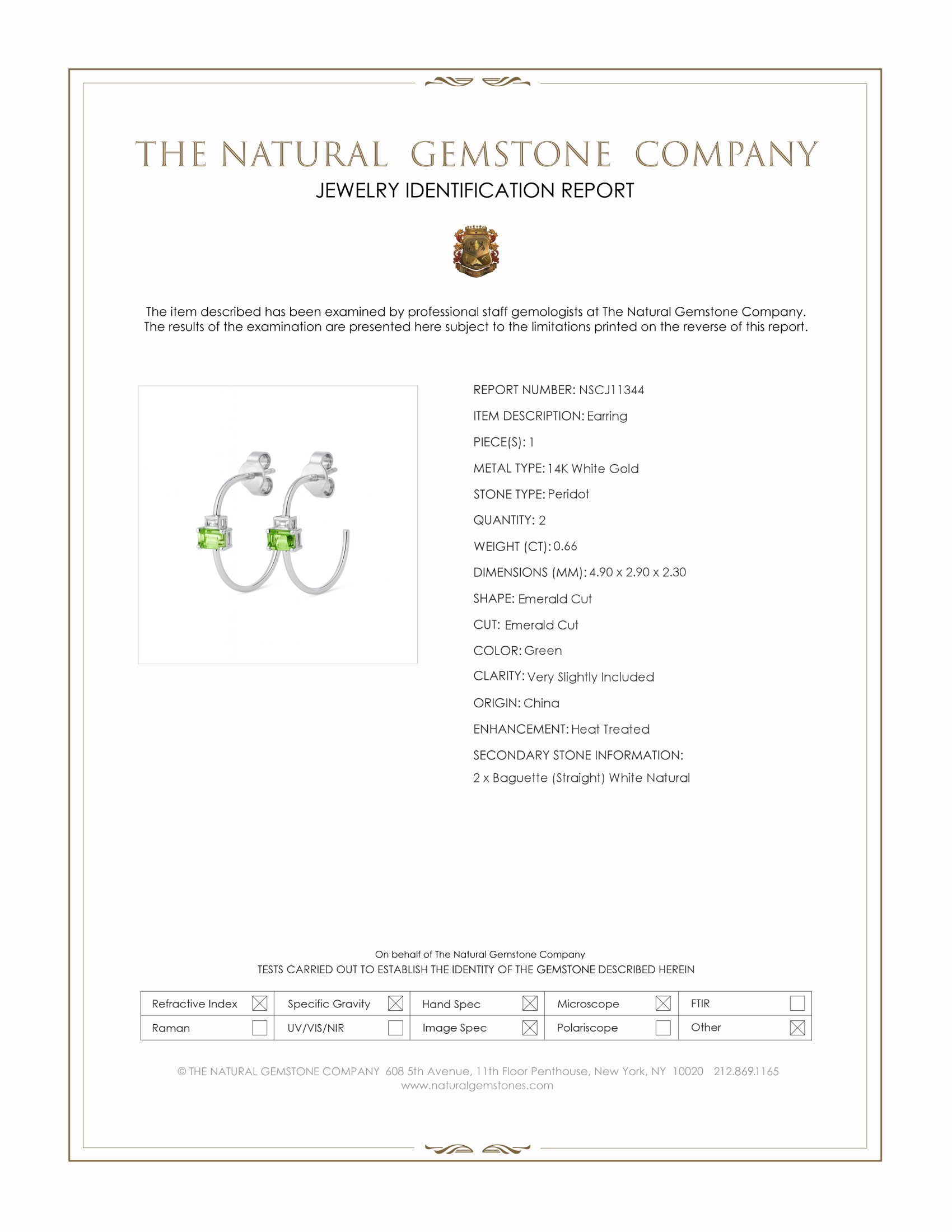 0.66 Ct.Tw. Green Peridot and Natural Diamond Hoops Earrings, 14K White Gold