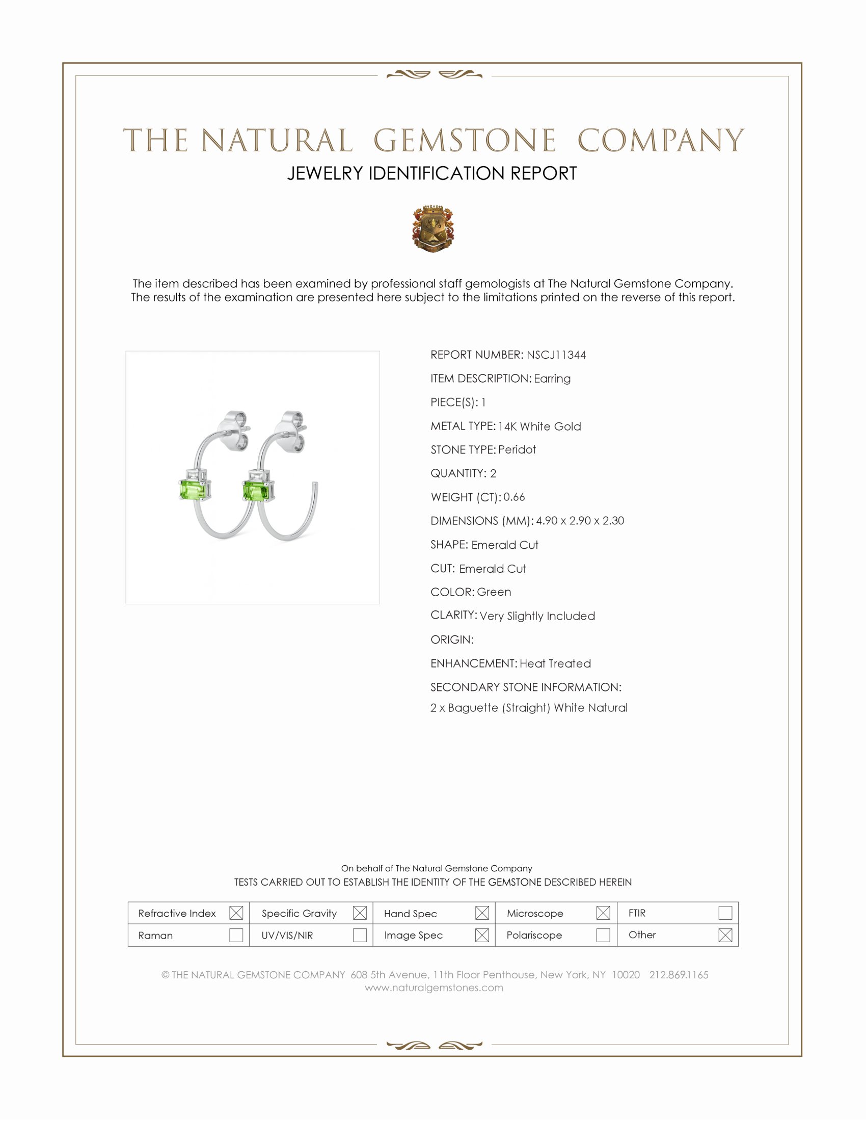 0.66 Ct.Tw. Peridot Natural Diamond Hoops Earrings, 14K White Gold