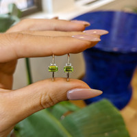 0.66 Ct.Tw. Peridot Natural Diamond Hoops Earrings, 14K White Gold Life Style