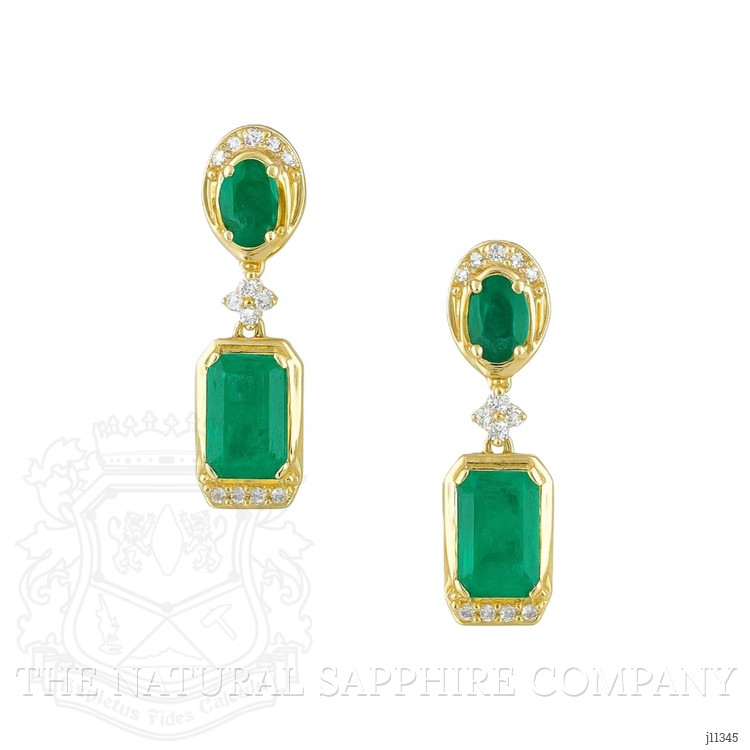 0.80 Ct.Tw. Emerald Emerald Pave Earrings, 14K Yellow Gold
