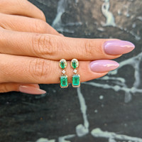 0.80 Ct.Tw. Emerald Emerald Pave Earrings, 14K Yellow Gold Life Style