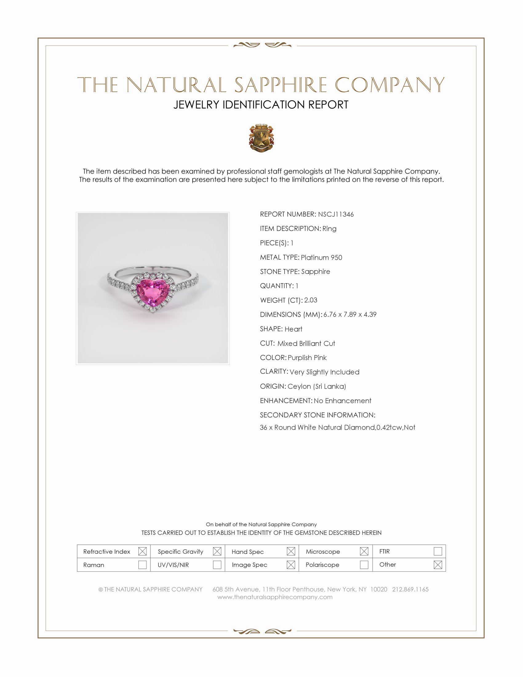 2.03 Ct. Purplish Pink Sapphire and Natural Diamond Pave Ring, Platinum 950