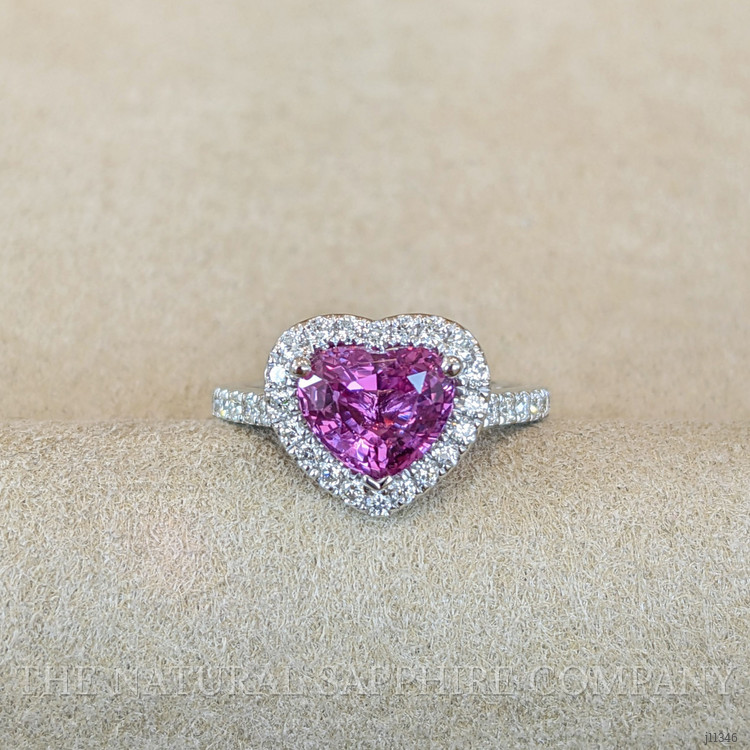2.03 Ct. Pinkish Purple Sapphire and Natural Diamond Pave Ring, Platinum 950
