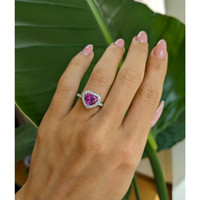 2.03 Ct. Pinkish Purple Sapphire and Natural Diamond Pave Ring, Platinum 950 Life Style