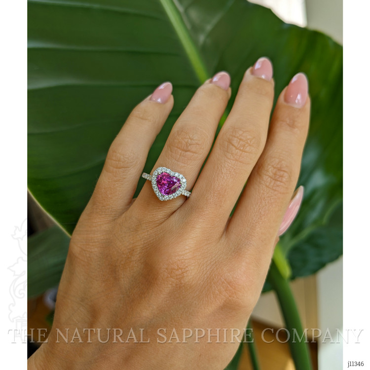 2.03 Ct. Pinkish Purple Sapphire and Natural Diamond Pave Ring, Platinum 950