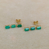 1.86 Ct.Tw. Emerald Drops Earrings, 14K Yellow Gold Image