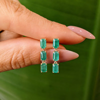 1.86 Ct.Tw. Emerald Drops Earrings, 14K Yellow Gold Life Style