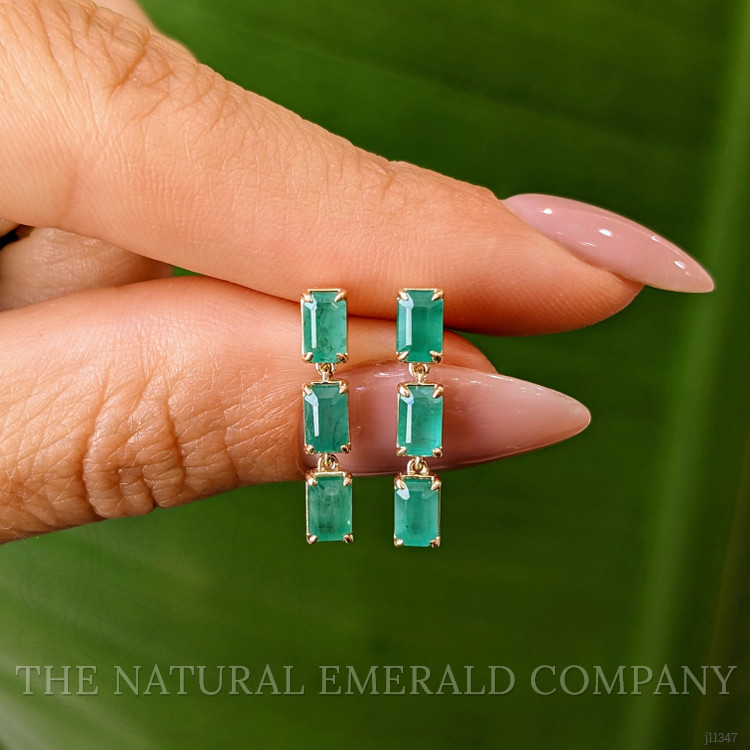 1.86 Ct.Tw. Emerald Drops Earrings, 14K Yellow Gold