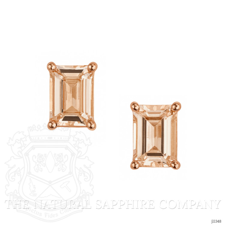 1.60 Ct.Tw. Morganite Studs Earrings, 14K Rose Gold