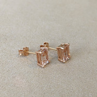 1.60 Ct.Tw. Morganite Studs Earrings, 14K Rose Gold Image