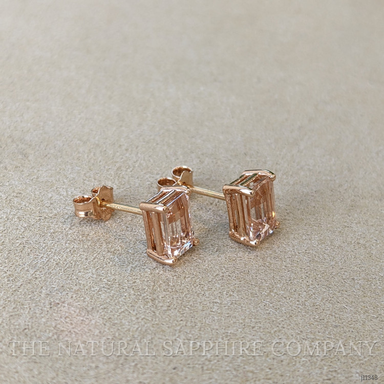 1.60 Ct.Tw. Morganite Studs Earrings, 14K Rose Gold