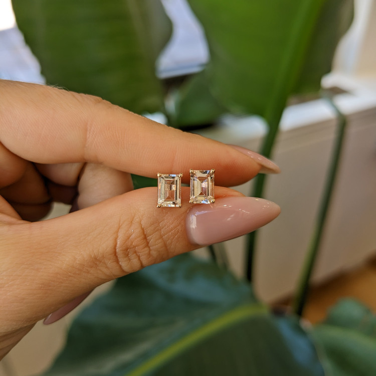 1.60 Ct.Tw. Morganite Studs Earrings, 14K Rose Gold