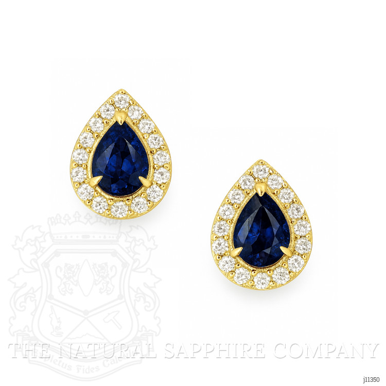 0.33 Ct.Tw. Blue Sapphire and Natural Diamond Studs Earrings, 14K Yellow Gold