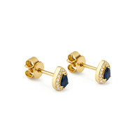 0.33 Ct.Tw.Total Carat Weight Blue Sapphire and Natural Diamond Studs Earrings, 14K Yellow Gold Image