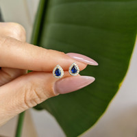 0.33&nbsp;Ct.Tw.Total Carat Weight Blue Sapphire and Natural Diamond Studs Earrings, 14K Yellow Gold Life Style