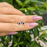 0.33 Ct.Tw.Total Carat Weight Blue Sapphire and Natural Diamond Studs Earrings, 14K Yellow Gold Life Style