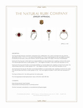 3.01 Ct. Ruby and Natural Diamond Three Stone Ring, 14K White & Yellow Appraisal
