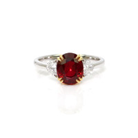 2.99 Ct. Ruby Natural Diamond Three Stone Ring, 14K White Gold Video