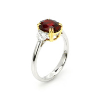 2.99 Ct. Ruby Natural Diamond Three Stone Ring, 14K White Gold Image