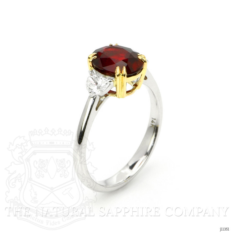 3.01 Ct. Ruby Natural Diamond Three Stone Ring, 14K White Gold