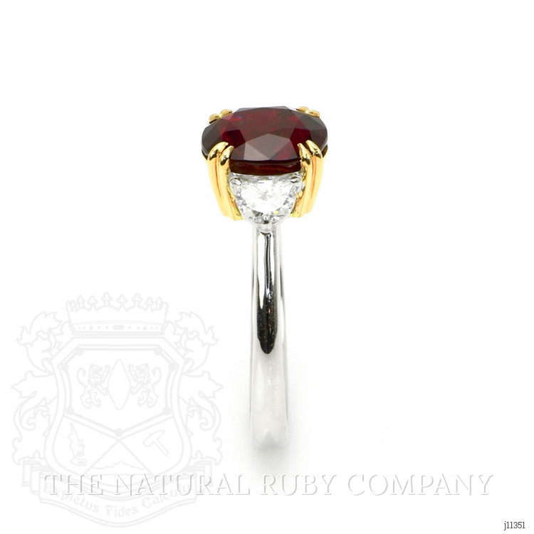 3.01 Ct. Ruby Natural Diamond Three Stone Ring, 14K White Gold