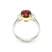 2.99 Ct. Ruby Natural Diamond Three Stone Ring, 14K White Gold Image