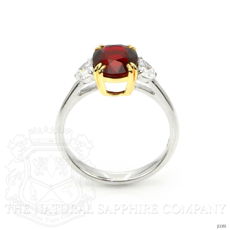 3.01 Ct. Ruby Natural Diamond Three Stone Ring, 14K White Gold