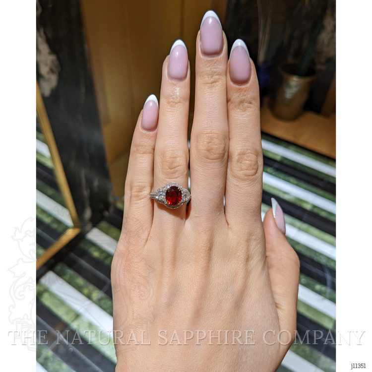 3.01 Ct. Ruby and Natural Diamond Three Stone Ring, 14K White & Yellow
