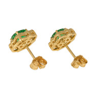 2.77 Ct.Tw. Emerald Natural Diamond Pave Earrings, 18K Yellow Gold Image