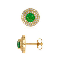 3.36 Ct.Tw. Emerald Natural Diamond Pave Earrings, 18K Yellow Gold Image