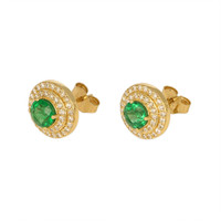3.36 Ct.Tw. Emerald Natural Diamond Pave Earrings, 18K Yellow Gold Image