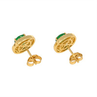 3.36 Ct.Tw. Emerald Natural Diamond Pave Earrings, 18K Yellow Gold Image