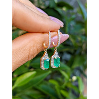 1.14 Ct.Tw. Emerald Natural Diamond Halo Earrings, 14K Yellow Gold Life Style