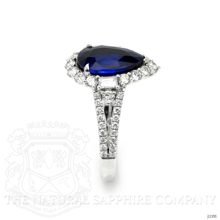 3.05 Ct. Blue Sapphire and Natural Diamond Pave Ring, 14K White Gold