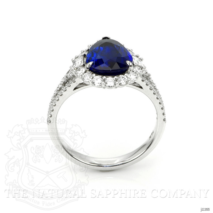 3.05 Ct. Blue Sapphire and Natural Diamond Pave Ring, 14K White Gold