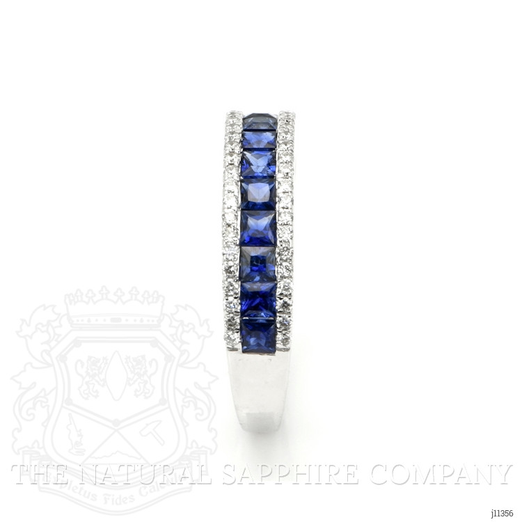 4.10 Ct. Blue Sapphire and Natural Diamond Pave Ring, 18K White Gold