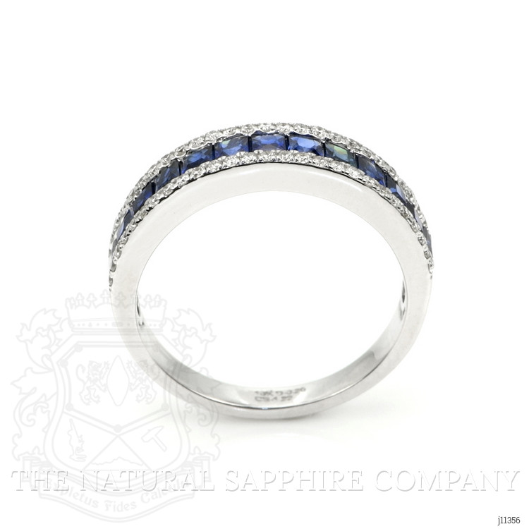 4.10 Ct. Blue Sapphire and Natural Diamond Pave Ring, 18K White Gold