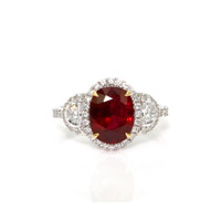 3.00 Ct. Ruby Natural Diamond Pave Ring, 14K White Gold Video