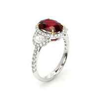 3.00 Ct. Ruby Natural Diamond Pave Ring, 14K White Gold Image