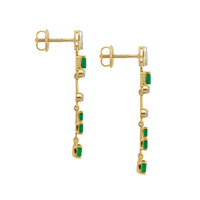 1.29 Ct.Tw. Emerald Natural Diamond Drops Earrings, 14K Yellow Gold Image