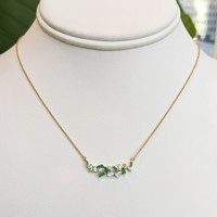 0.18 Ct. Emerald Natural Diamond Accent Stones Necklace, 14K Yellow Gold Image