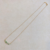 0.18 Ct. Emerald Natural Diamond Accent Stones Necklace, 14K Yellow Gold Image
